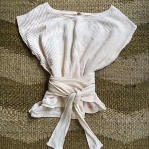Free People Cream Wrap Top